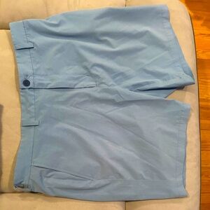 Vineyard vines, golf shorts, light blue dry fit